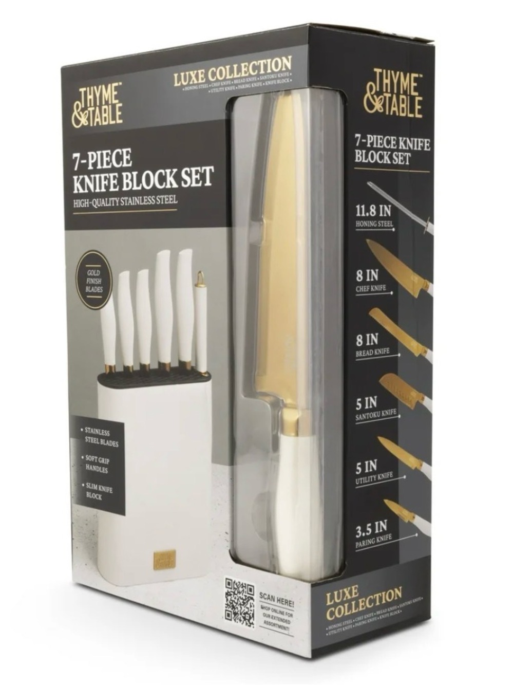 Thyme & Table✨⭐️💛🤍💚Luxe Collection 7-Piece Knife Block Set - Mint Color